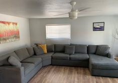 Living room with dining area at The Haven River Lodge rental