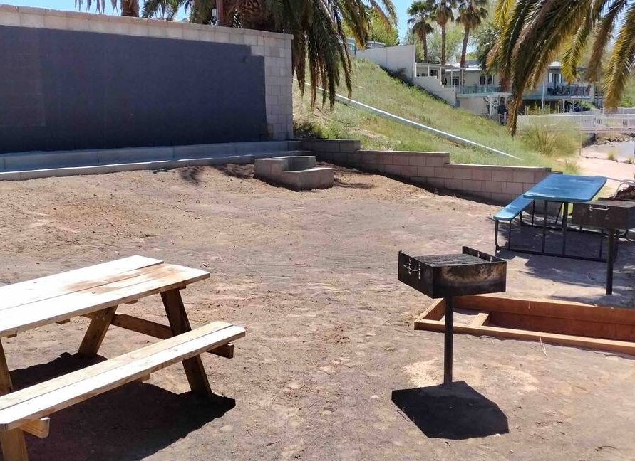 Outdoor seating area at The Haven River Lodge