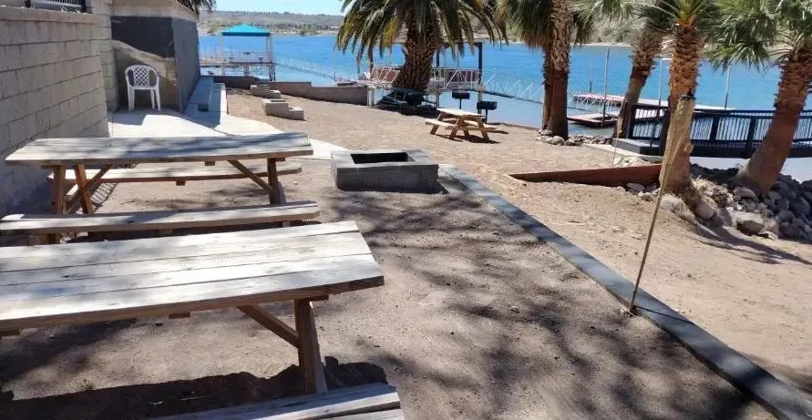 Outdoor seating area at The Haven River Lodge
