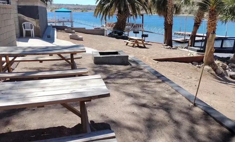 Outdoor seating area at The Haven River Lodge