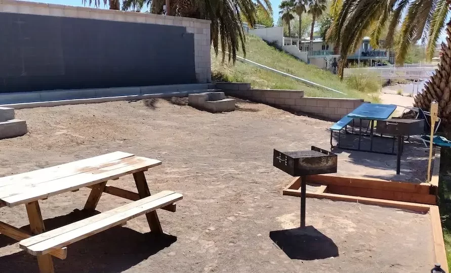 Outdoor seating area at The Haven River Lodge
